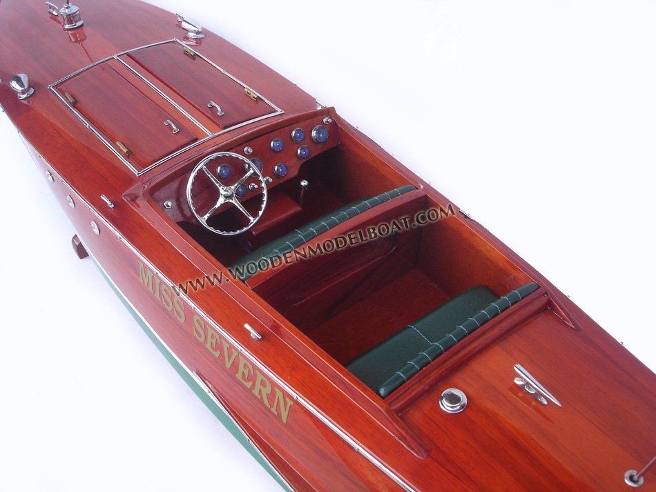 Miss Severn Model Runabout Stern, miss severn runabout, miss severn hacker runabout wood boat, Miss Severn mdoel boat, wooden model boat Miss Severn x, Miss Severn boat, hand-crafted Miss Severn model, Miss Severn classic speed boat, Miss Canada III, Miss Severn wooden model boat handicrafts, Miss Severn speed boat