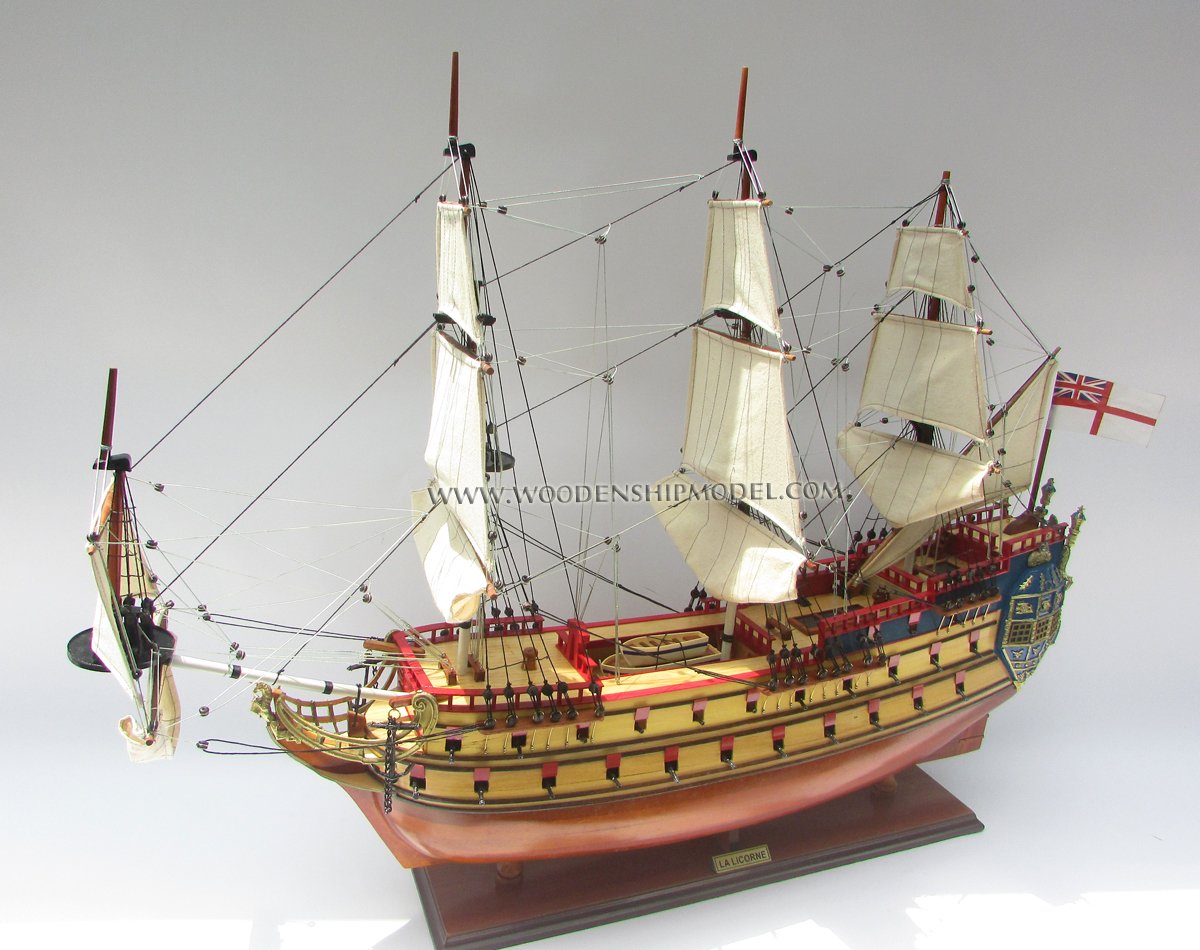 La Licorne - Unicorn Model Ship, a fictional three-masted armed navy vessel appearing in The Adventures of Tintin comic books The Secret of the Unicorn and Red Rackham's Treasure