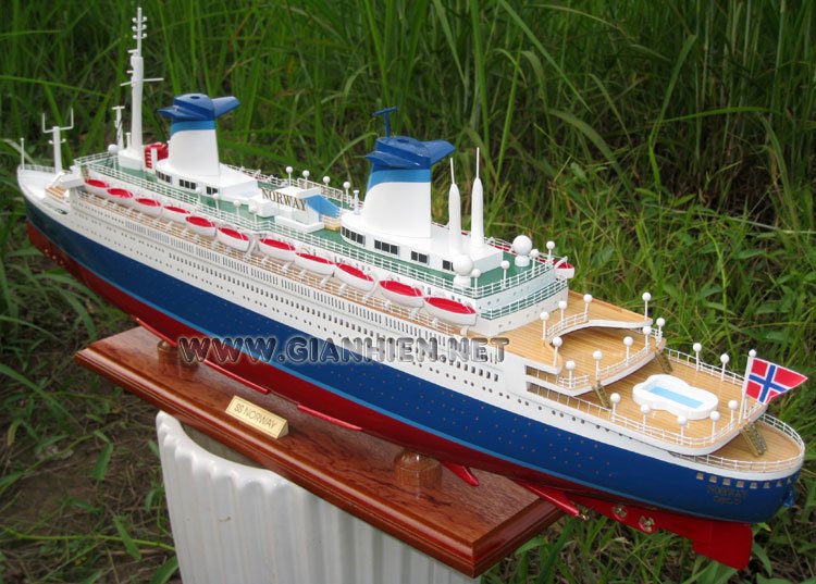 Model Ship SS Norway Deck View from stern
