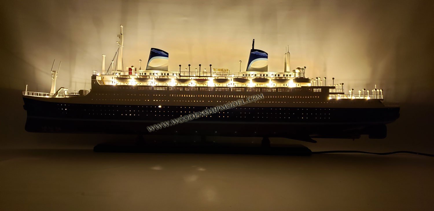 Model SS Norway with lights ready for display